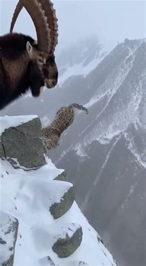 Life on the Edge | Wild Ibex in the Snow Mountains #goatclimbing