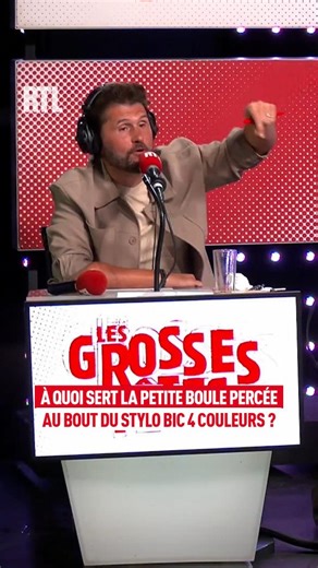 Les Grosses Têtes on Instagram: "À quoi sert la petite boule percée au bout du stylo BIC 4 couleurs ? BONNE RÉPONSE de... @tof_beaugrand ! Retrouvez Les Grosses Têtes autour de @ruquierlaurent du lundi au vendredi de 15h30 à 18h sur #RTL . . #radio #live #replay #info #anecdote #stylo #bic"