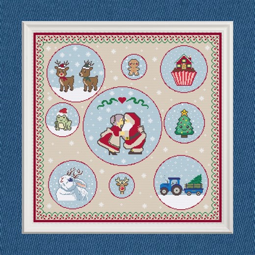 Christmas Bundle 9 Festive Designs Cross Stitch Pattern PDF Santa and Mrs Claus, Reindeer, Tree, Gingerbread, Holiday Stitch Needlepoint Art - Etsy