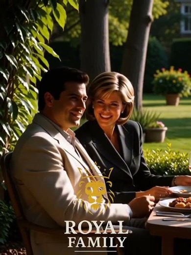 Dodi Fayed with Princess Diana Having Lunch in Family Garden.
