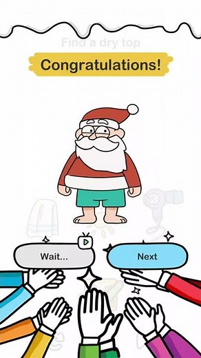 Brain Out Help Santa Level 3 Find a dry top Walkthrough