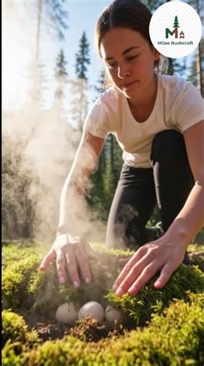 I Cooked Eggs on Fire Using Only MOSS 😱🔥 #SurvivalHack #MilaeBushcraft⭐