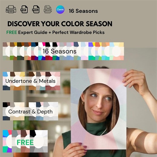 DIY Color Analysis Kit | Find Your Season | 16 Seasons | Face Frames and Drapes | Outfit and Wardrobe Guide | PDF, PNG & Canva Templates - Etsy