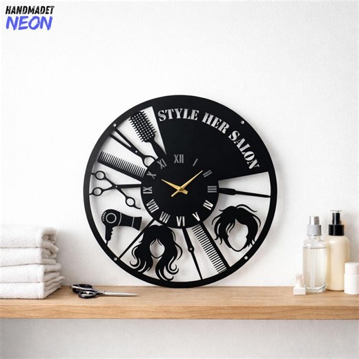 Handmade Barber Metal Wall Clock, Hair Stylist Salon Decor, Barber Shop Wall Art, Barber Gift, Grooming Ornament - Etsy