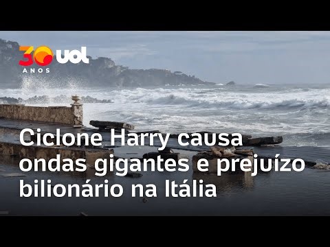 Ciclone Harry causa ondas gigantes e prejuízo bilionário na Itália; vídeos mostram o caos na Sicília