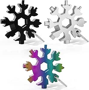 18-in-1 Snowflake Multi Tool, Stainless Steel Snowflake Bottle Opener/Flat Phillips Screwdriver Kit/Wrench, Outdoor Travel Camping Adventure Daily Tool, Great Christmas Gift (3PCS)