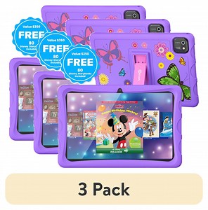 (3 pack) Contixo 10" Kids Tablet, 2025 Model, 80 FREE Disney eBooks, 32GB, Educational Android Tablet for kids 3-12, Parental Controls, Kid-Proof Case with Kickstand, Android 13 - Purple
