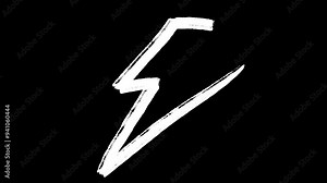 Hand drawn lightning shape in sketch doodle style. Set 2d cartoon animation in color, white and black version.