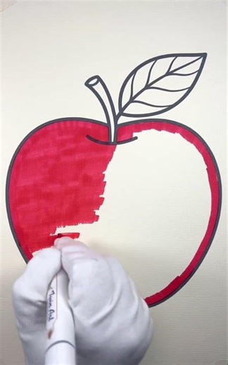 Coloring a Perfect Red Apple 🍎 | Simple & Satisfying Art