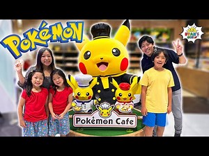 Ryan's Family meets Pikachu at Pokemon Center and Cafe - Videos For Kids