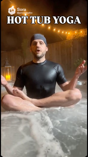 James Paradise on Instagram: "Proving Hot Tub Yoga is the next sensation! #hottub #yoga #hottubyoga #sora #AIJP #jamesparadise"