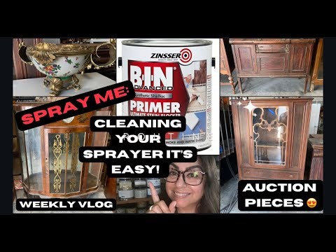 SPRAY BIN SHELLAC WITH YOUR SPRAYER, CLEAN UP IS A BREEZE! | WEEKLY VLOG | AMAZING AUCTION ITEMS!