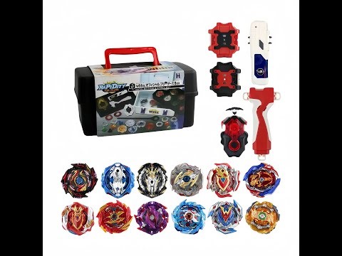 Battling Top Burst Launcher Game Set, 12 Spinning Tops Gyros 3 Launchers