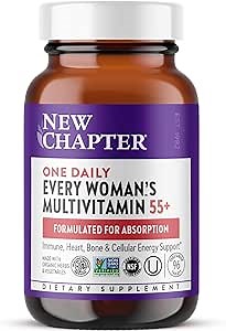 New Chapter Women’s Multivitamin 55+, Astaxanthin, B6, B12, D3, Vitamin C & Zinc, Immune, Heart, Cellular Energy, and Bone Support, Gentle on The Stomach, One Daily, Non-GMO, Gluten-Free, 96 Tablets