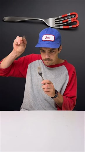 BenTested | Magnetized Fork Trick Can you actually turn a regular fork into a magnet? Watch what happens when I try this simple science trick! ⚡🍴 ... | Instagram