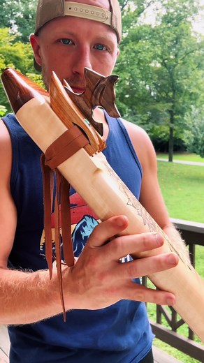 Native american style teiple drone flute! One of the more custom flutes ive made! So many hours goes into one of these flutes. From the hand carved wolf head to the feather. A day of tuning and more! I am grateful for everyone who has supported my craft along the way. I love what i do! Tuned the bass D aeolian scale. #flutemaker #soundhealingtherapy #nativeamericanflute #tripledroneflute #coraflutes #soundbath #woodworking #nativeinstruments