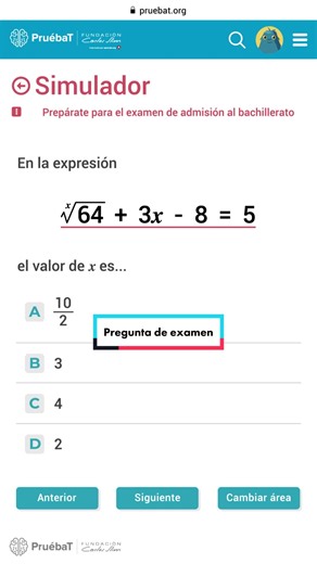 Ejercicios del Simulador de Examen de Admisión al Bachillerato