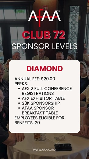 🔥 Discover AFAA’s Club 72 Sponsor Levels! 🔥 Support the mission and boost your company’s presence in the fire alarm and emergency communications community. Club 72 offers multiple sponsor levels, ranging from Business to Diamond, that provide recognition, training perks, and access to key industry opportunities. 🚨💡 👉 Learn about the sponsor levels and benefits at https://afaa.org/club-72/ #FireAlarmIndustry #LifeSafety #AFAA #FireProtection | Automatic Fire Alarm Association - AFAA