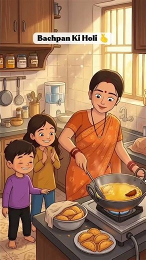Bachpan Ki Holi | Cute Holi Animation Story #shorts #animation #Holi #family