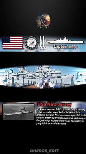 My Honey 🥰🫡🫡 USS NEW JERSEY BB 62 - USS New Jersey (BB-62) adalah kapal perang kelas Iowa yang paling berprestasi dalam sejarah AS, meraih 9 bintang pertempuran (battle stars) selama Perang Dunia II (PD2). Dijuluki