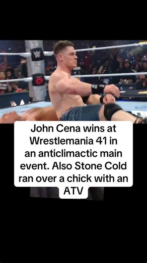 Kevin Clancy on Instagram: "John Cena wins at Wrestlemania 41 in an anticlimactic main event. Also Stone Cold ran over a chick with an ATV"