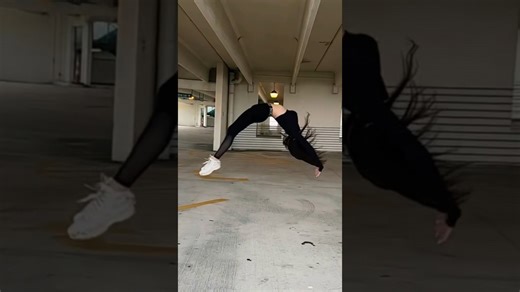 Epic acrobatics sees girl go head over heels