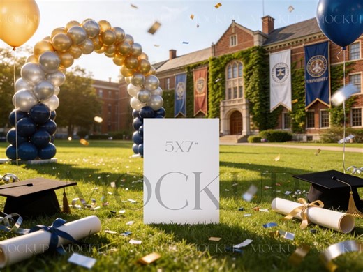 Grad Party Invite Mockup – 5x7 Open House Invitation for High School or College (PSD) - Etsy