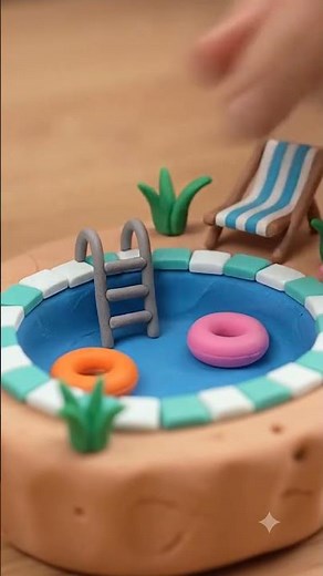 I Made a mini swimming pool From Clay 😱 Satisfying Transformation! #Shorts #ClayArt #satisfying