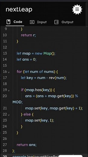 Count Nice Pairs in Array | rev(x) Trick Explained | JavaScript LeetCode Solution | Coding Interview