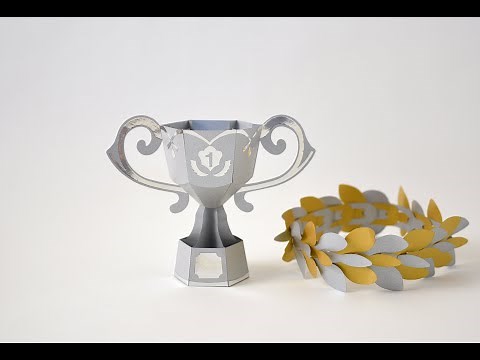 【工作キット】紙で作る優勝カップと月桂冠 手作りするトロフィー【作りかた】