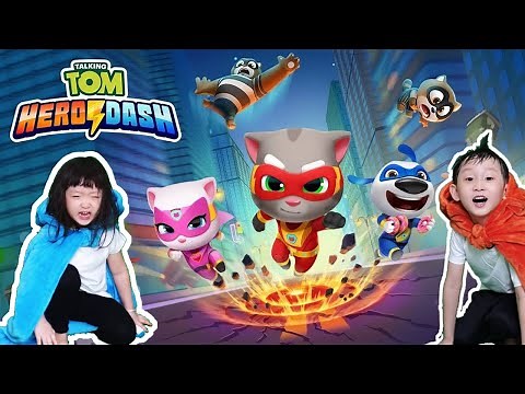 🦸⚡ Talking Tom Hero Dash in Real Life Saving Angela and more Kate adventures