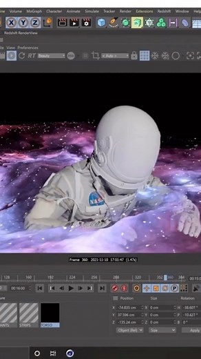 VISUALDON on Instagram: "Time lapse of my visual ‘Floating In Space’ at 1000% speed. Would you like to see more behind the scenes like this? Link in bio 🌐👨‍🚀 you can learn how to make visuals like me by subscribing to Patreon. #cinema4d #3danimation #wallpaper"