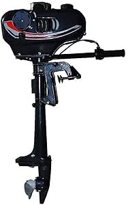 Outboard Engine CDI System Gas Powered 360° Motorboat With Water Cooling and Fishing Boat Kit, Aluminum Main Pole Inline Propeller Steering Outdoor Parade Fishing Equipment