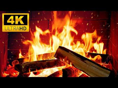 Relaxing Fireplace 4K 🔥Cozy Burning Firewood & Crackling Fire Sounds | Peaceful Fireplace Ambience