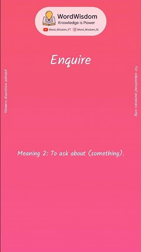 What does "Enquire" mean? | English vocabulary shorts | #enquire #wordwisdom