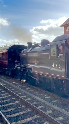 Ivatt 2MT tank engine arrives at Bewdley, Severn Valley Railway