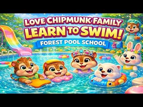 Love Chipmunk Family 💦 The Forest Swimming School | Learning to Swim Together | 3D Animation
