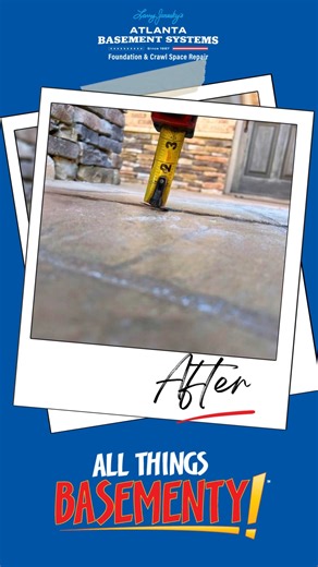 With the power of PolyLevel, we raised this porch in just a few minutes! Ready to fix your plunging concrete too? Give us a call for a free inspection. 770-729-4719 #AtlantaBasementSystems #BeforeAndAfter #ConcreteLifting #polylevel | Atlanta Basement Systems