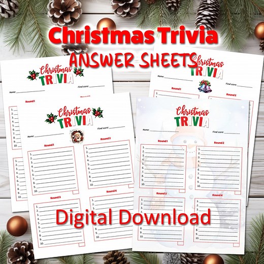 Christmas Trivia Answer Sheets: Holiday Game Night (digital Download) - Etsy
