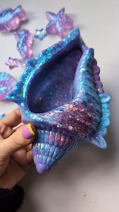 Think this may be the prettiest, most magical, mermaid inspired shell I've ever made Using @mouldd_resin resin @shopresinmolds large conch shell silicone mould What colours shall I try next ? #mermaid #resinpour #mermaidinspired #conch #conchshell | Lily Minilli