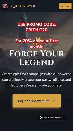 Check out questweaver.online for your next DnD adventure! #dnd #ttrpg #criticalrole #dungenmaster