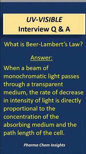 UV interview question answers | UV principle | Beer-Lambert's law #uv #chemistry
