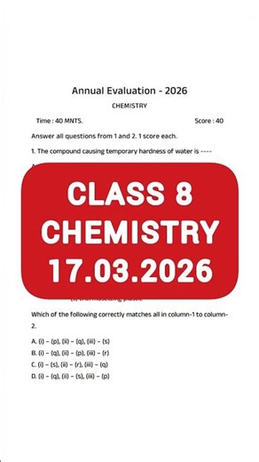 Class 8 Basic Science annual exam model question paper 2026 scert