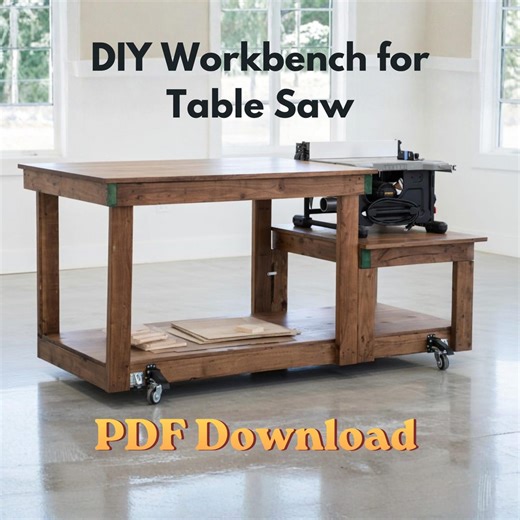 DIY Table Saw Workbench Plans | Mobile Stand Blueprints (PDF Download) - Etsy
