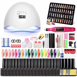 [Hot Item] Complete Nail Care Set Brush Lamp Tools Manicure Pedicure Set