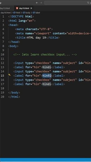 HTML Day 19 we learn about checkbox input