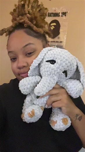 day nine 🐘 first time doing my favorite animal & feel like i messed it up 🥺 iss cute but think i need more work on my facial details. •pattern: easy crochet elephant tutorial by kseniiavendiktova on youtube 🤍 •yarn: loops n’ threads in the color silver •hook: 8mm #elephant #crochetelephant #amigurumi #elephantlover #christmasgiftideas