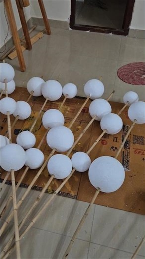 I made some thermocol balls for flower decoration... #art