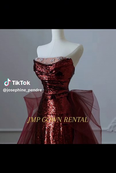 Elegant Wine Red Long Gown for Rent
