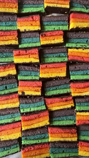 SEVEN-LAYER / RAINBOW COOKIES @smittenkitchen are completely doable, adorable, and even more delicious homemade. Shown here is a double-batch of my site recipe, rainbow-tinted, for a bake sale. Linked in comments. | smitten kitchen